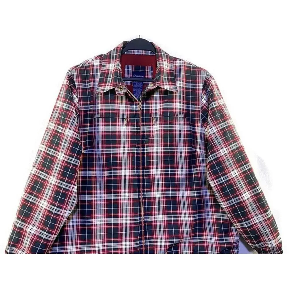 Catalina Windbreaker Jacket Women's Extra Large Red Plaid Lined